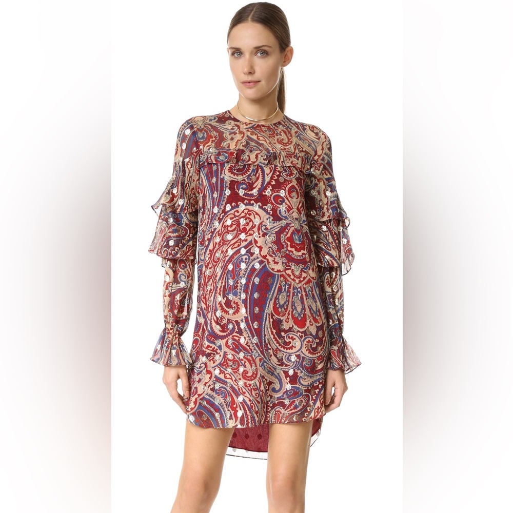 {Haute Hippie} Long Sleeve Ruffle Dress - Size L
